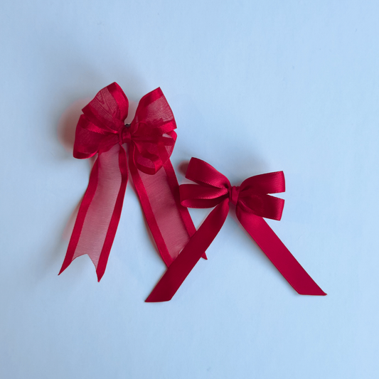 Red mini hair bows