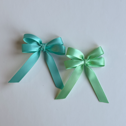 Turquoise & lime green mini hair bows